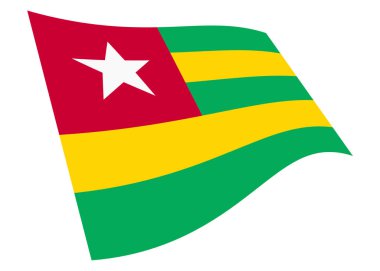 A Togo Flag green red yellow stripe white star background illustration