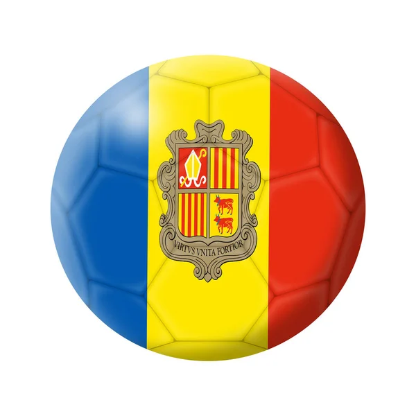 Ballon Football Andorran Illustration Isolé Sur Blanc Avec Chemin Coupe — Photo