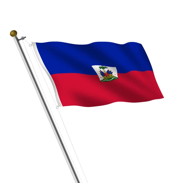 Illustrazione Haiti Flagpole Bianco Con Percorso Ritaglio — Foto Stock