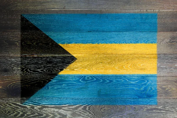 Una Bandiera Delle Bahamas Sfondo Rustico Legno Antico — Foto Stock