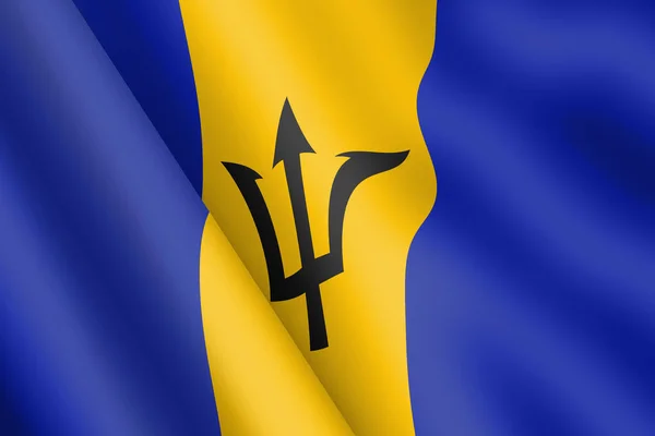 Barbados Viftande Flagga Illustration Vind Krusning — Stockfoto