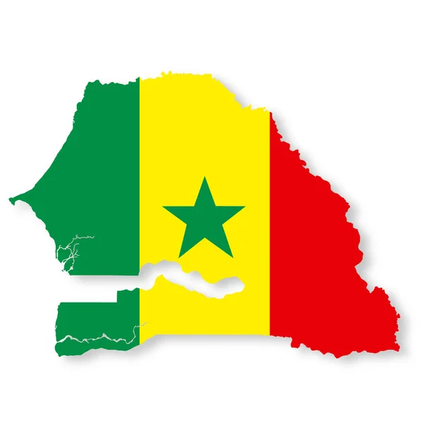 Mapa Bandeira Senegal Fundo Branco Com Recorte Caminho Ilustração — Fotografia de Stock