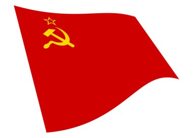 Bir SSCB CCCP dalgalanan bayrak grafik kırpma yolu 3d illüstrasyon ile beyaz izole