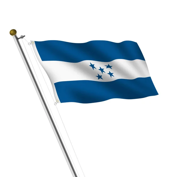 Флагшток Гондураса Иллюстрация Белом Вырезкой Путь — стоковое фото