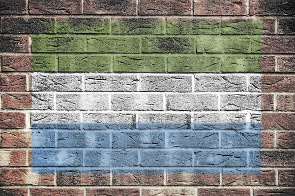 Sierra Leone Flag Old Brick Wall Background — Stock Photo, Image