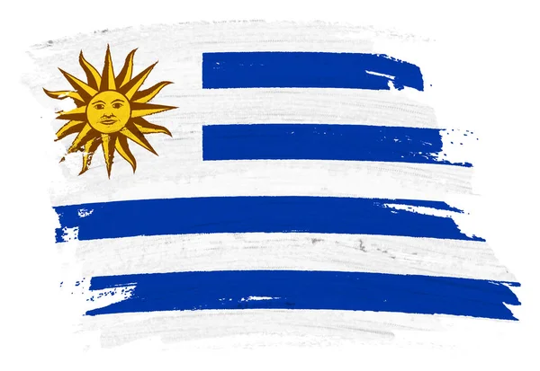 Uma Bandeira Uruguai Pintura Fundo Splash Pincelada Ilustração Com Caminho — Fotografia de Stock