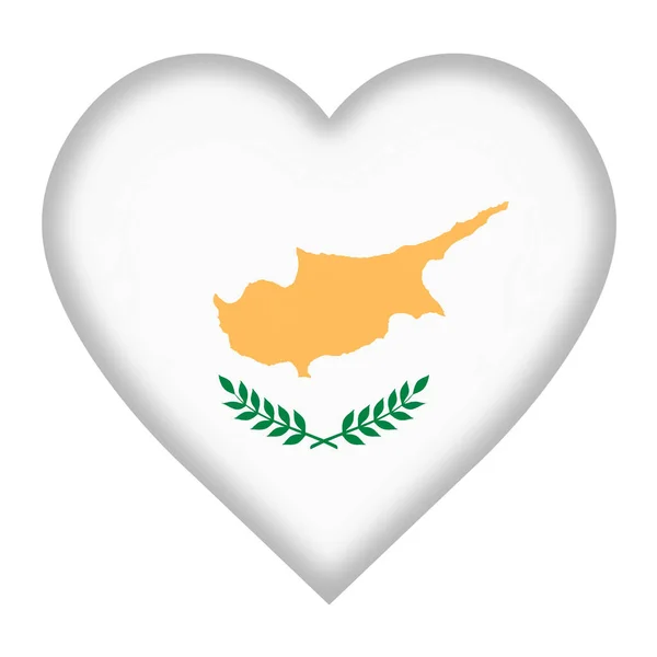 Tlačítko Srdce Kyperské Vlajky Izolované Bílém Oříznutou Dráhou Ilustrací — Stock fotografie