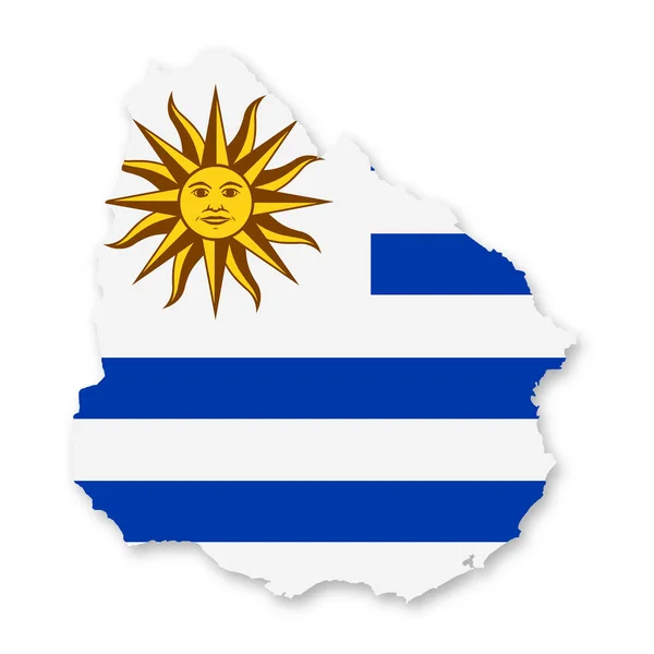 Una Mappa Della Bandiera Uruguay Sfondo Bianco Con Percorso Ritaglio — Foto Stock