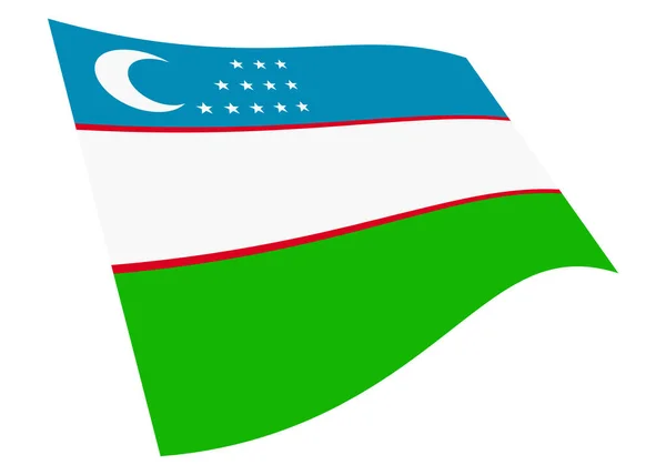 Grafico Bandiera Sventolante Dell Uzbekistan Isolato Sul Bianco Con Illustrazione — Foto Stock