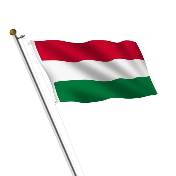 Ungheria Flagpole Illustrazione Bianco Con Percorso Ritaglio — Foto Stock