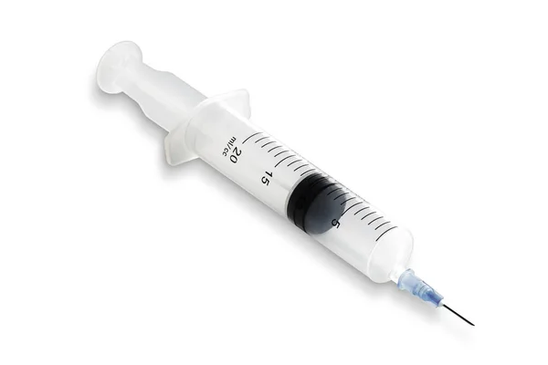 Medical Syringe White Surface Shadow — Stock Photo, Image