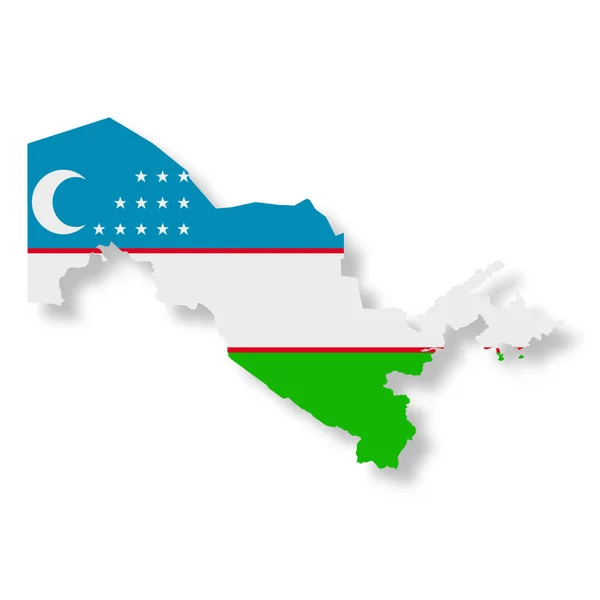 Mapa Bandeira Uzbequistão Fundo Branco Com Caminho Recorte Para Remover — Fotografia de Stock