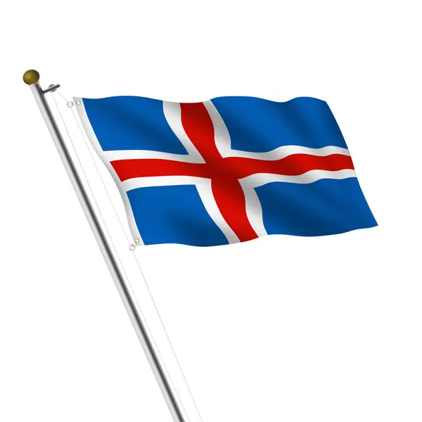 Iceland Flagpole Illustration White Clipping Path — Stock Photo, Image