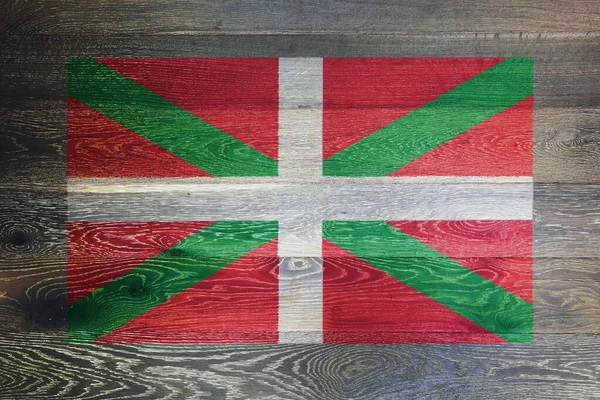 Ein Baske Landet Flagge Auf Rustikalem Alten Holz Oberfläche Hintergrund — Stockfoto