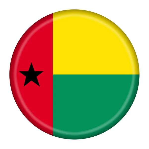 Guinea Bissau Zászló Gomb Illusztráció Nyírás Útvonal Piros Sárga Zöld — Stock Fotó