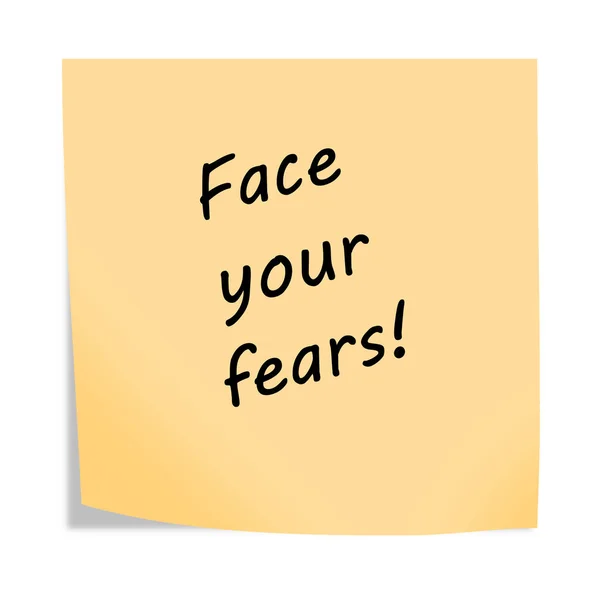 Face Your Fears Illustration Post Note Reminder White Clipping Path — Foto de Stock