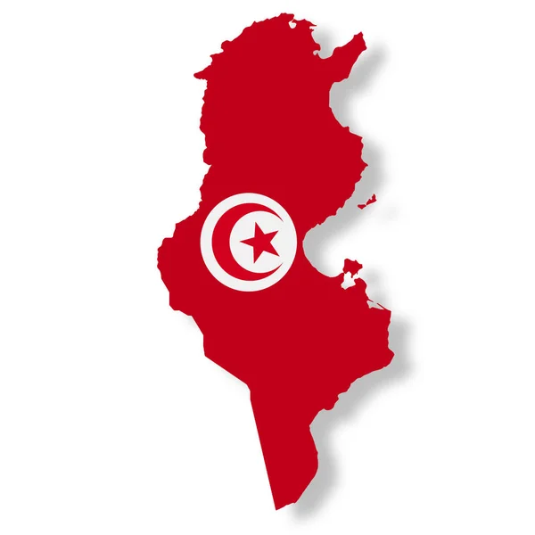 クリッピングパス3Dイラストと白の背景にチュニジアの旗の地図 — ストック写真