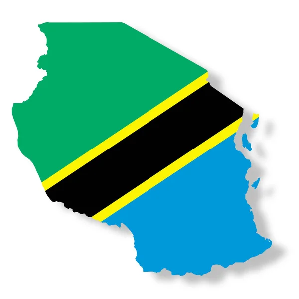 Tanzania Flagga Karta Vit Bakgrund Med Klippning Väg Illustration — Stockfoto