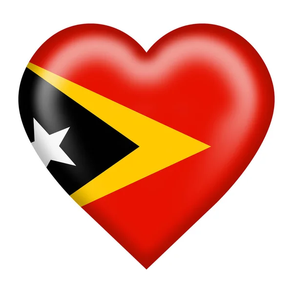 Tlačítko Srdce Východního Timoru Izolované Bílém Oříznutou Dráhou Ilustrací — Stock fotografie