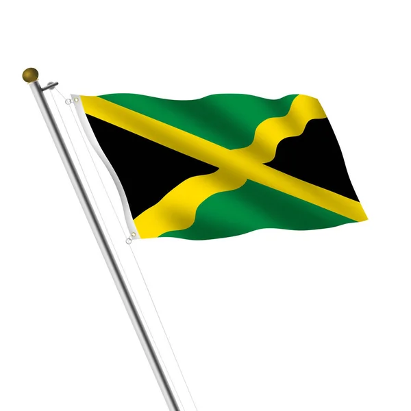 Uma Jamaica Flagpole Ilustração Branco Com Caminho Recorte — Fotografia de Stock