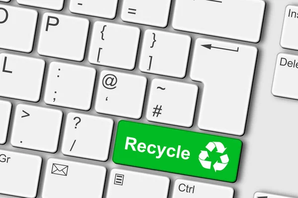 Koncepcja Recyklingu Klawiatura Komputerowa Ilustracja Zielony — Zdjęcie stockowe