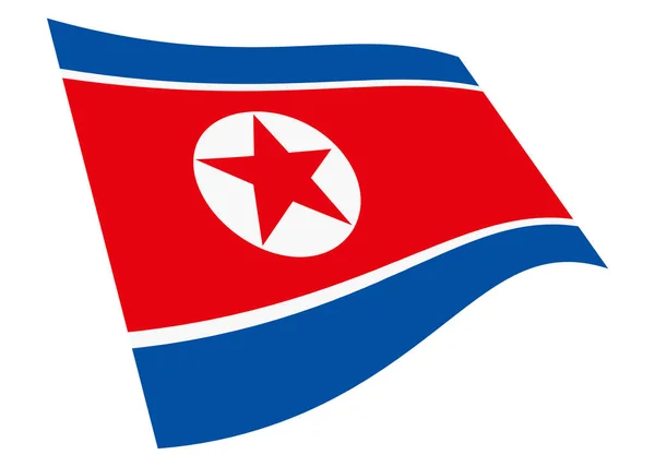 Een Noord Korea Zwaaien Vlag Grafisch Geïsoleerd Wit Met Clipping — Stockfoto