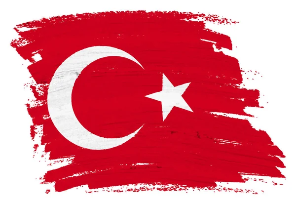 クリッピングパス付きトルコの旗背景ペイントスプラッシュブラシストローク3Dイラスト — ストック写真