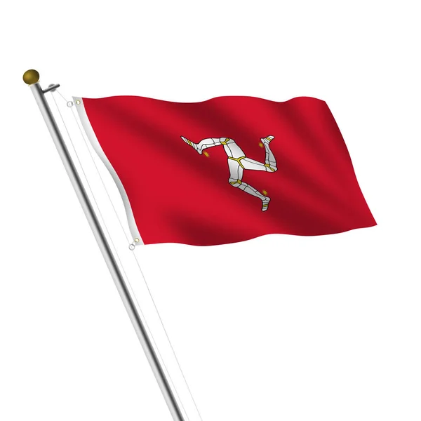 Illustrazione Dell Isola Man Flagpole Bianco Con Percorso Ritaglio — Foto Stock