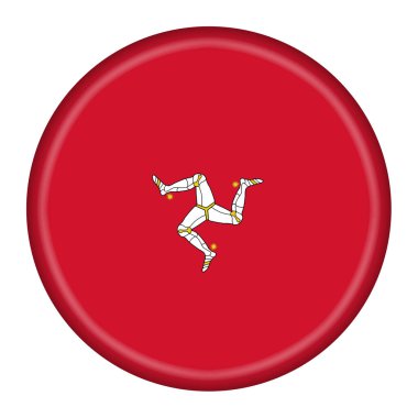 Man Adası bayrak düğmesi kırpma yolu ile 3d illüstrasyon