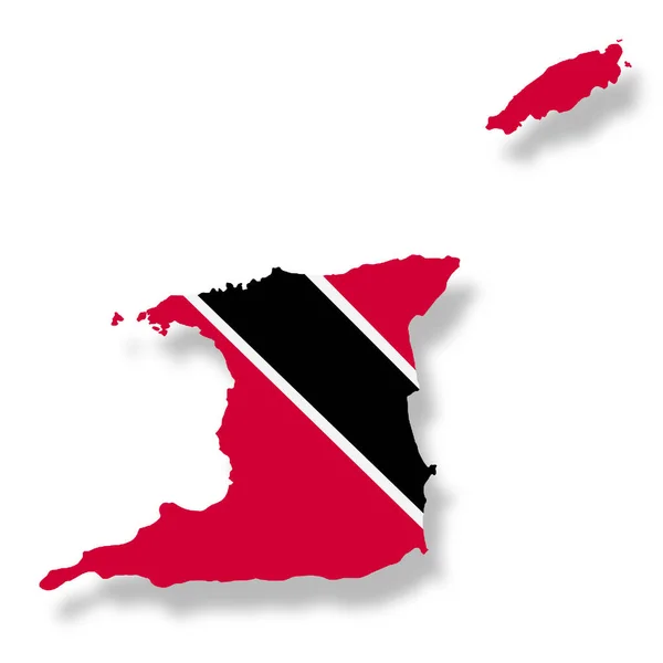 Trinidad Tobago Zászló Térkép Fehér Háttér Nyírás Útvonal Illusztráció — Stock Fotó