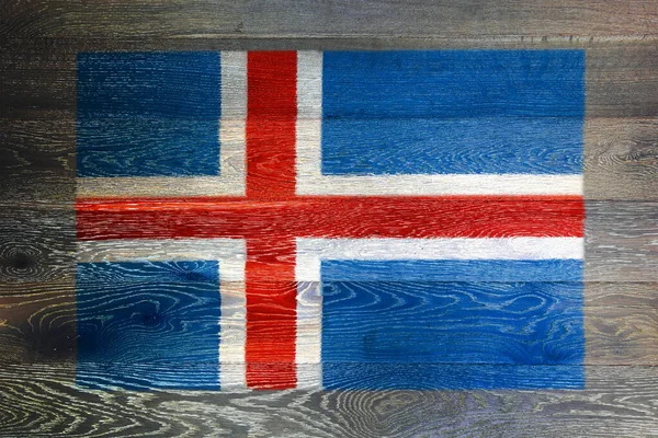 Bandera Islandia Sobre Fondo Rústico Madera Vieja — Foto de Stock