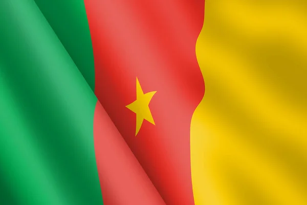 喀麦隆挥动国旗3D示风声 — 图库照片
