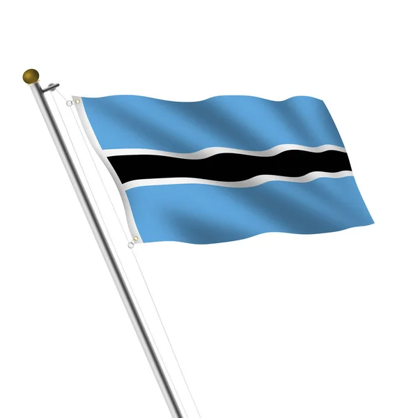 Botswana Flagpole Illustration White Clipping Path — Stock Photo, Image