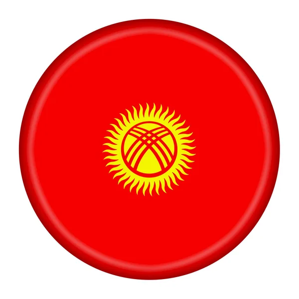 Tlačítko Kyrgyzskou Vlajkou Ilustrace Oříznutou Dráhou — Stock fotografie