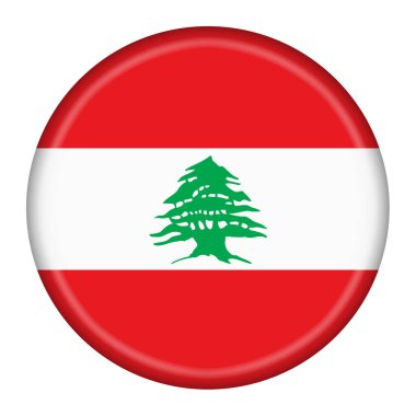 Lübnan bayrak düğmesi kırpma yolu ile 3d illüstrasyon