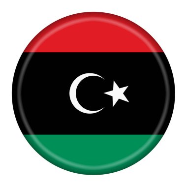 Bir Libya bayrak düğmesi kırpma yolu ile 3d illüstrasyon