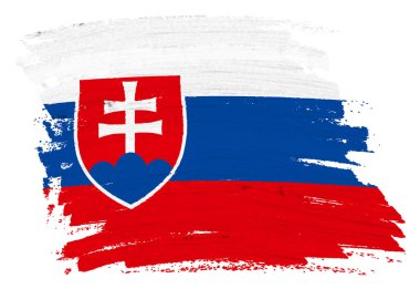 Slovakya bayraklı arka plan boyası kırpma yolu ile fırça darbesi 3D illüstrasyon