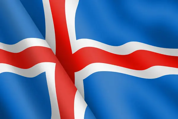 冰岛飘扬的国旗3D说明了风的脉动 — 图库照片#
