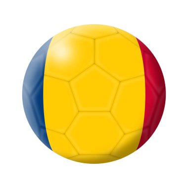 Bir Çad futbol topu illüstrasyonu beyaza izole edilmiş kırpma yolu ile