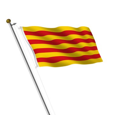 Bir Katalonya Bayrak Direği 3d kesme yolu ile beyaz üzerine illüstrasyon
