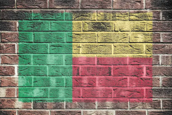 stock image A Benin flag on a brick wall background