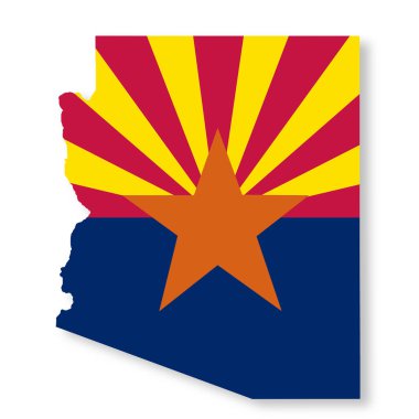 Kırpma yolu olan Arizona Eyaleti Bayrak Haritası İllüstrasyonu