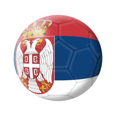 Sırbistan 'da bir futbol topu illüstrasyonu beyaza izole edilmiş ve 3D kırpma yolu illüstrasyonlu