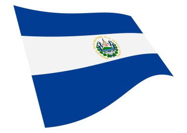 Bir El Salvador dalgalanan bayrak 3D illüstrasyon kırpma yolu ile beyaz izole