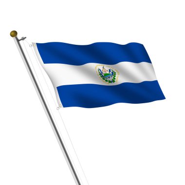 Bir El Salvador Flagpole 3D resimli kesme yolu