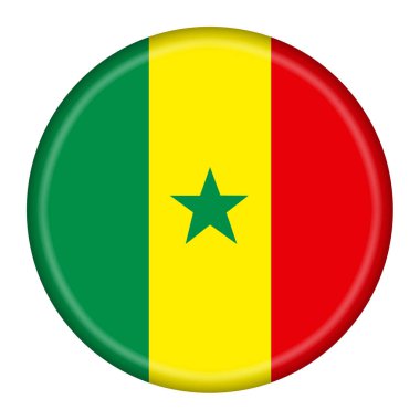 Kırpma yolu yeşil, kırmızı, yeşil yeşil yıldızlı Senegal bayrak düğmesi çizimi
