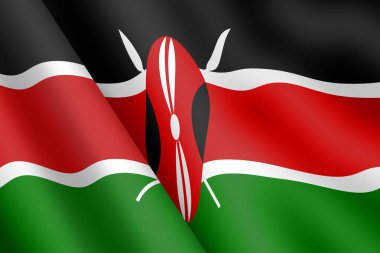 Bir Kenya bayrağı sallıyor 3D illüstrasyon rüzgar dalgalanması