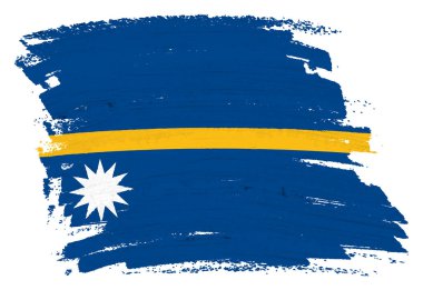 Bir Nauru bayrağı arkaplan boyası kırpma yolu ile fırça darbesi 3D illüstrasyon