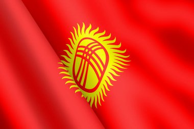 Kırgızistan 'da 3D bayrak sallayan bir rüzgar dalgası