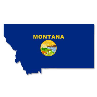Kırpma yolu olan Montana Eyaleti Bayrak Haritası İllüstrasyonu